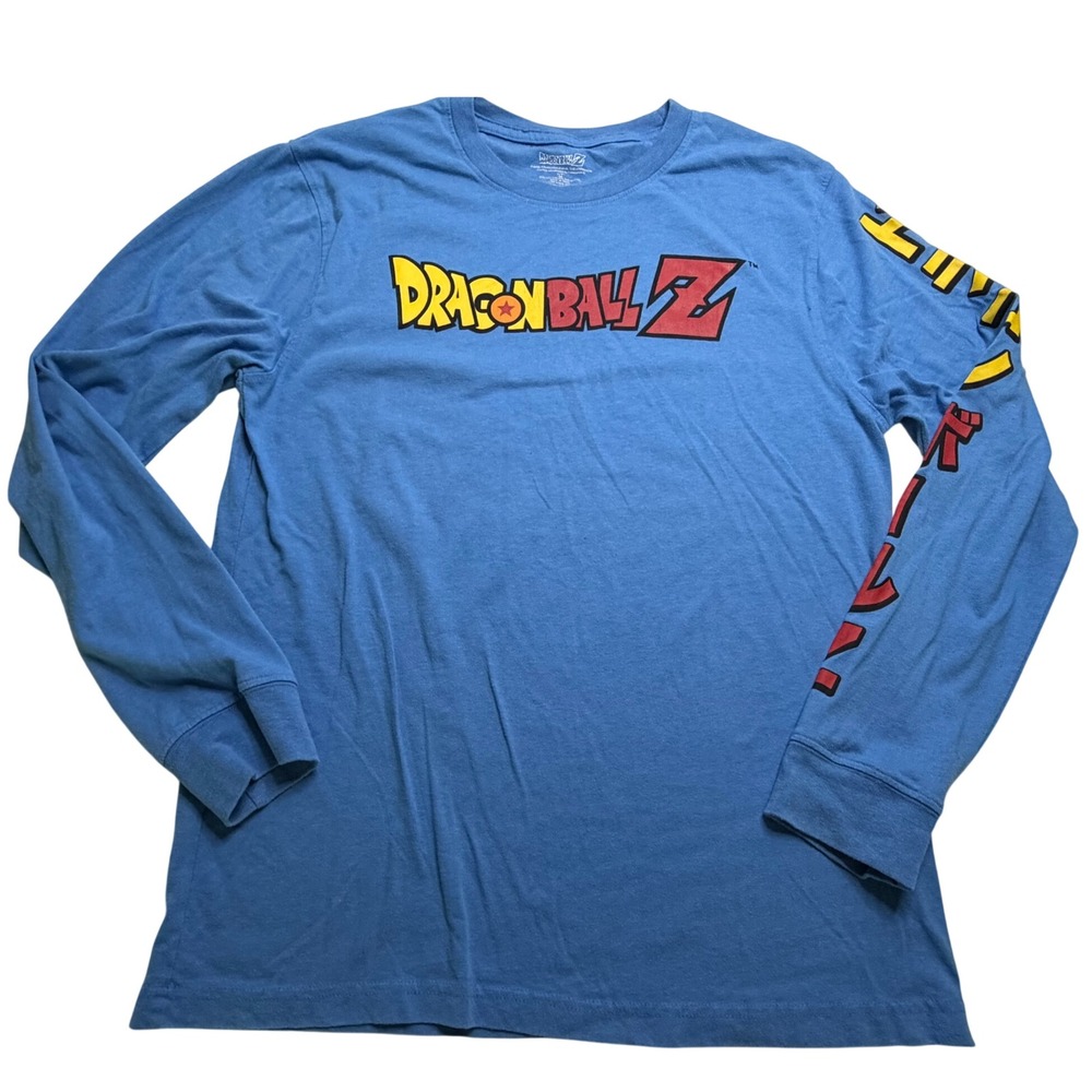 Dragon Ball Z Mens Blue Long Sleeve Graphic T-Shirt Goku Vegeta Gohan Size M